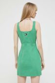 Джинсова сукня Tommy Jeans колір зелений mini облягаюча