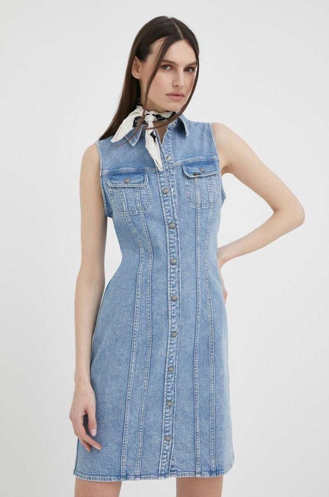 Джинсова сукня Lee mini пряма колір блакитний (3185741)