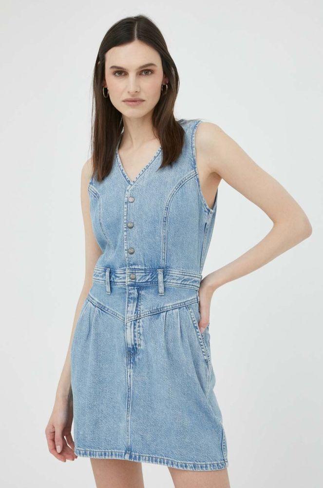 Джинсова сукня Lee mini пряма колір блакитний (3176855)