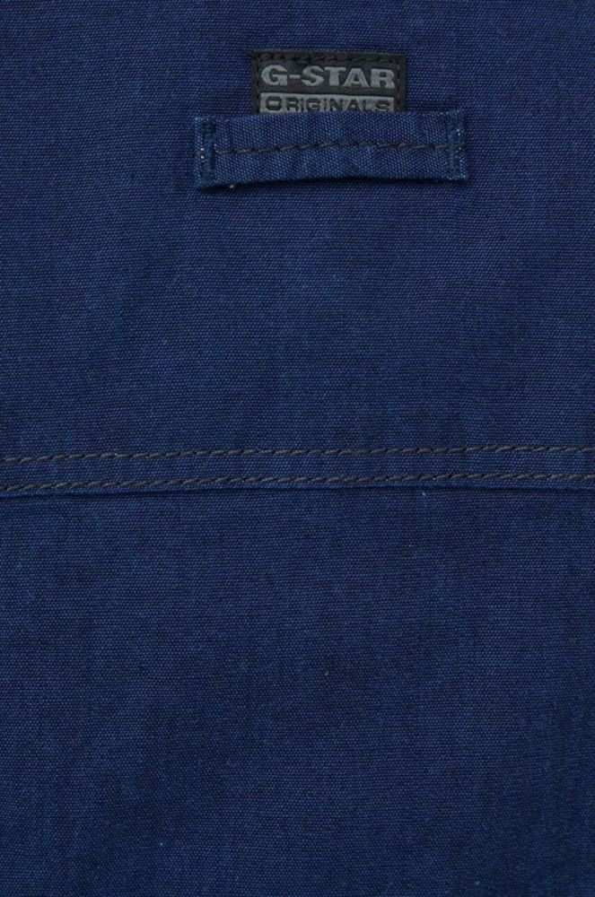 Бавовняна сукня G-Star Raw колір синій mini розкльошена фото 5