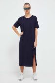 Вовняна сукня Icebreaker колір синій midi пряма