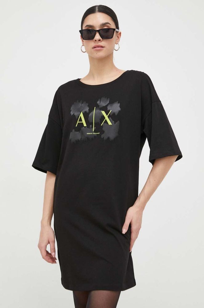 Бавовняна сукня Armani Exchange колір чорний mini oversize (3058581)