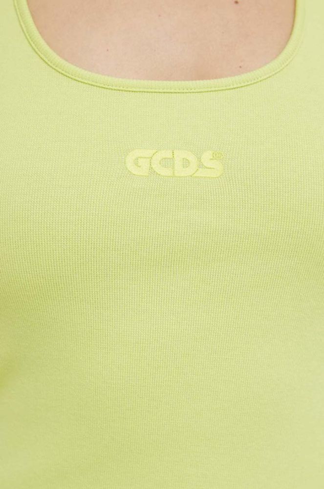 Бавовняна сукня GCDS колір зелений mini облягаюча фото 6