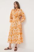 Бавовняна сукня Luisa Spagnoli колір помаранчевий midi розкльошена