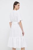 Льняна сукня Lauren Ralph Lauren колір білий midi розкльошена