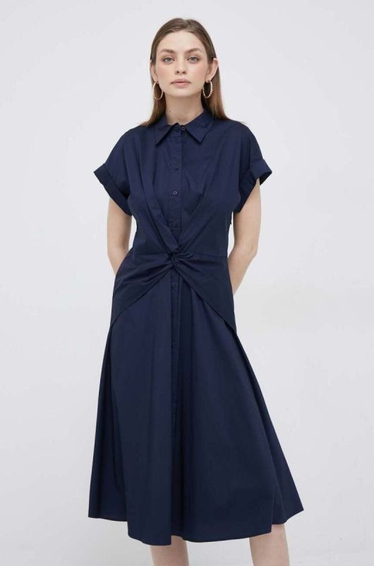 Сукня Lauren Ralph Lauren колір синій midi розкльошена (3148232) фото 2