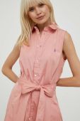 Бавовняна сукня Polo Ralph Lauren колір рожевий midi пряма