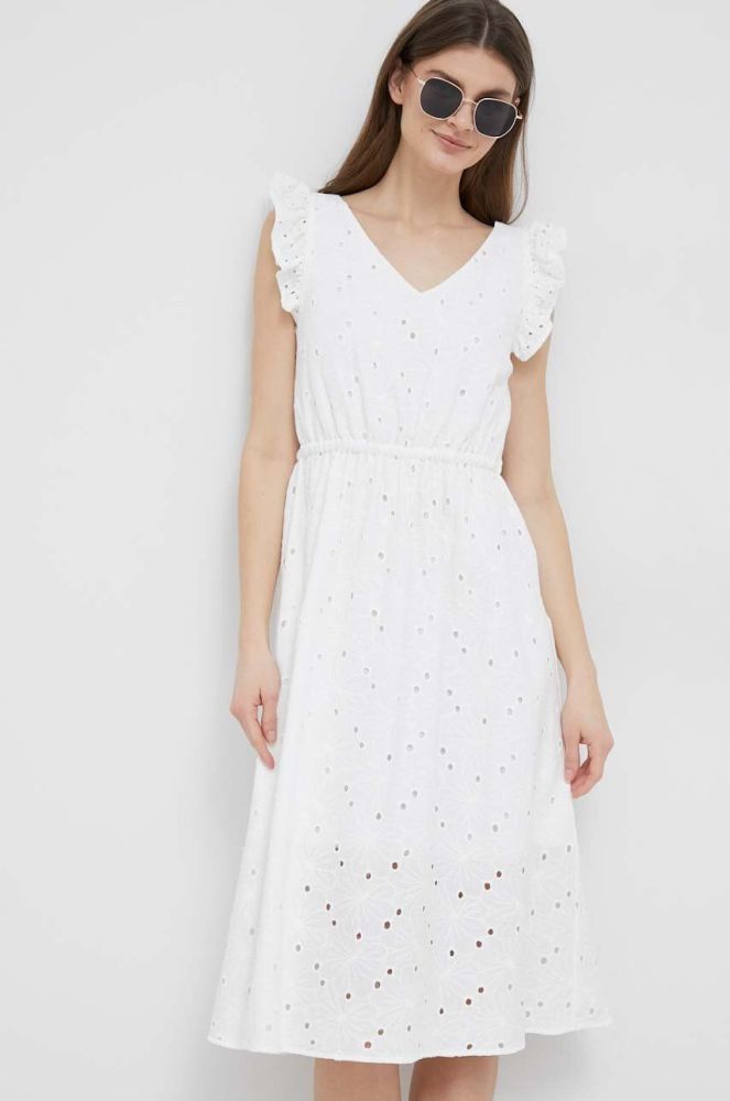 Бавовняна сукня PS Paul Smith колір білий mini розкльошена