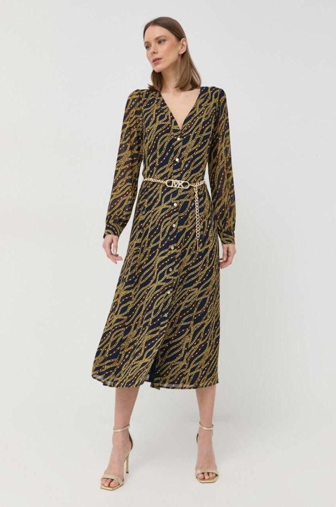 Сукня MICHAEL Michael Kors колір синій midi розкльошена фото 2