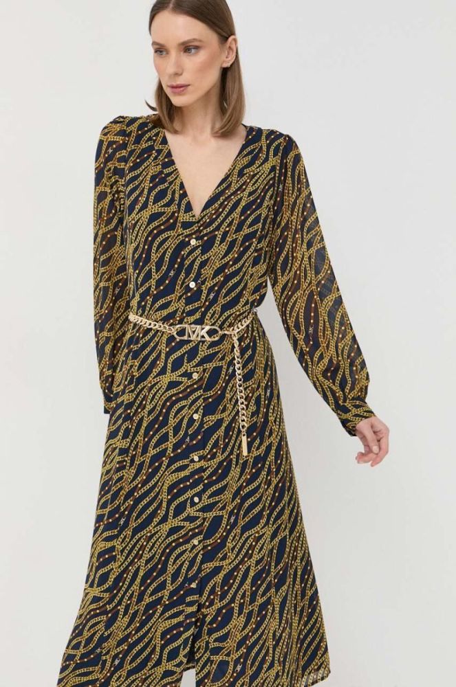 Сукня MICHAEL Michael Kors колір синій midi розкльошена фото 4