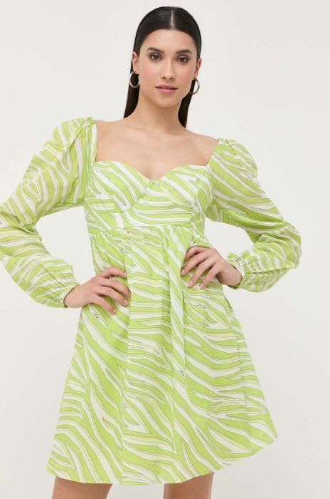 Бавовняна сукня MICHAEL Michael Kors колір зелений mini розкльошена