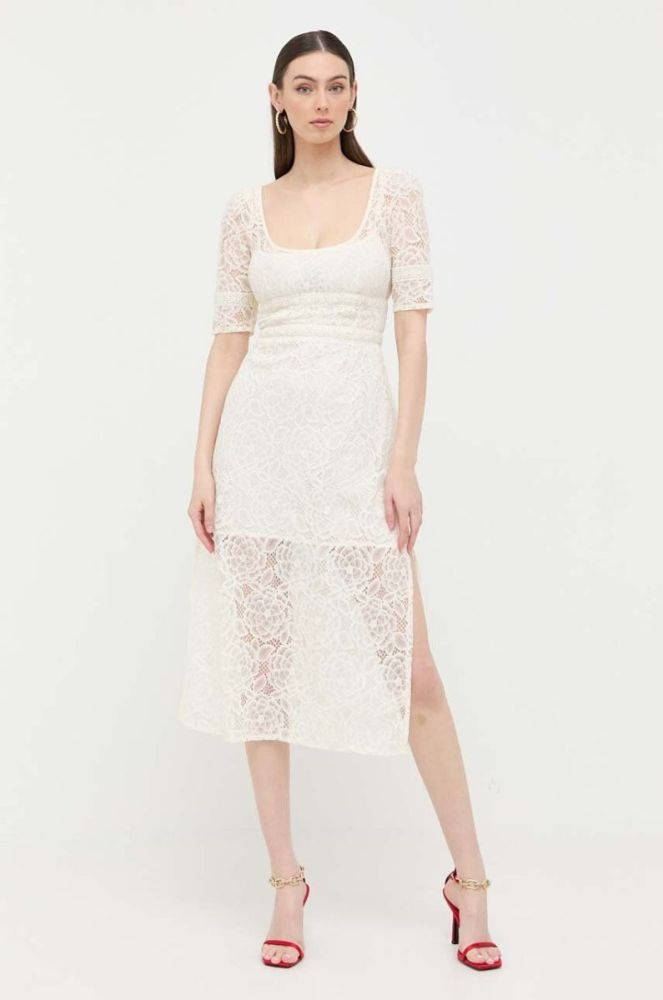 Сукня For Love & Lemons колір бежевий midi пряма фото 2