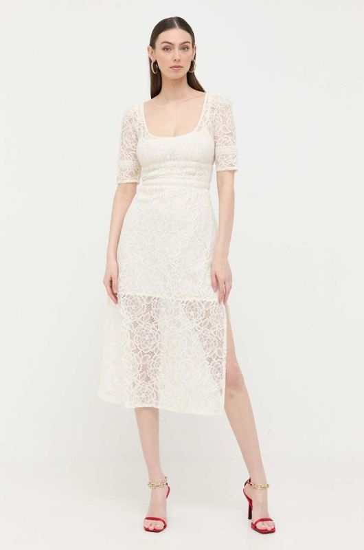 Сукня For Love & Lemons колір бежевий midi пряма фото 2
