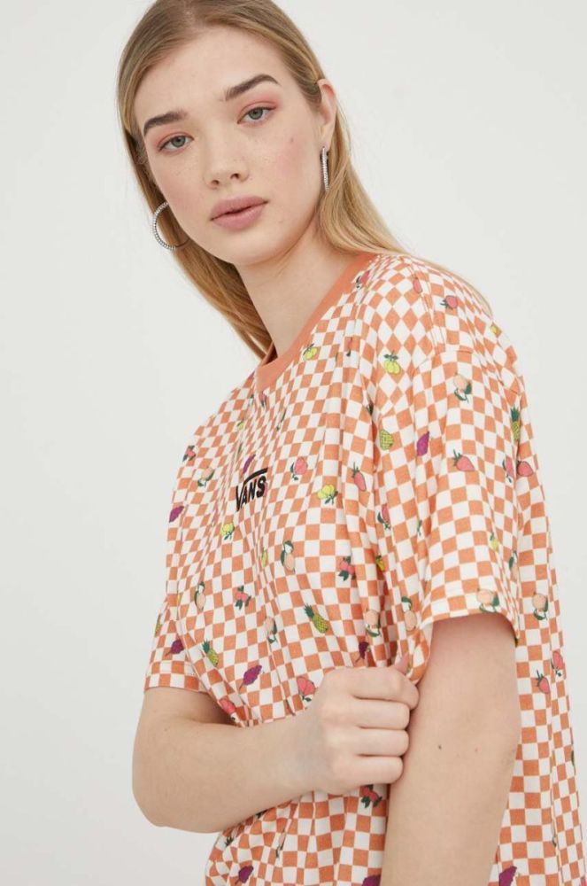 Бавовняна сукня Vans колір помаранчевий mini oversize фото 4