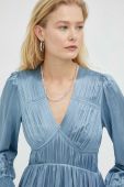 Сукня AllSaints midi розкльошена колір блакитний