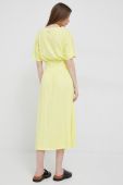 Бавовняна сукня Deha колір жовтий midi розкльошена
