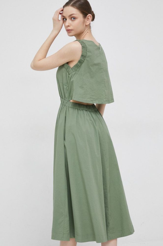 Сукня Deha колір зелений midi розкльошена (3136504)