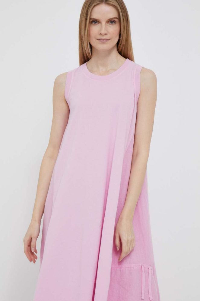 Сукня з домішкою льону Deha колір рожевий midi oversize (3221789)