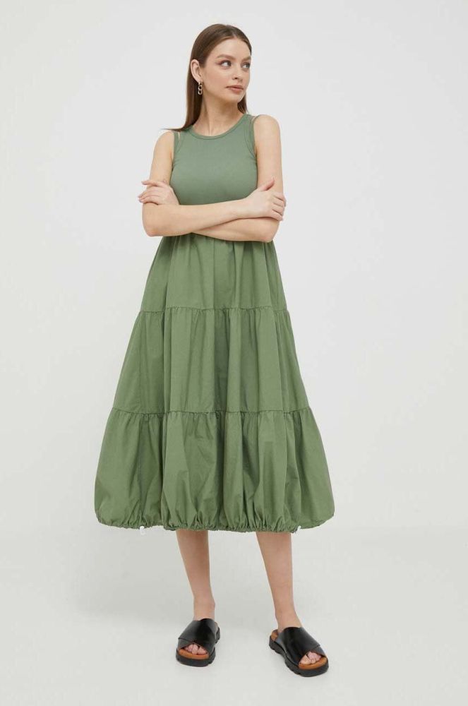 Сукня Deha колір зелений midi розкльошена (3264116)