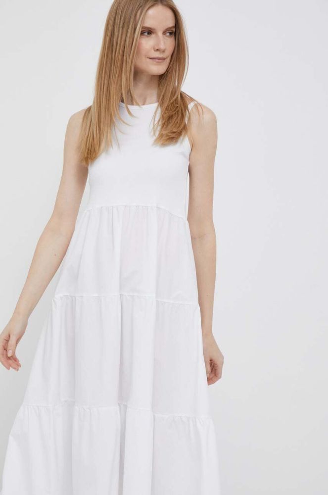 Сукня Deha колір білий midi розкльошена (3210324)
