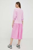 Сукня з домішкою льону Deha колір рожевий midi розкльошена