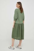 Сукня з домішкою льону Deha колір зелений mini розкльошена