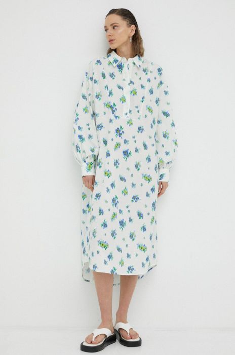 Бавовняна сукня Lovechild колір білий midi oversize
