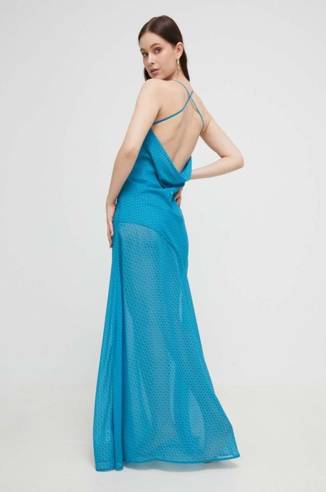 Сукня Trussardi maxi розкльошена колір блакитний фото 2