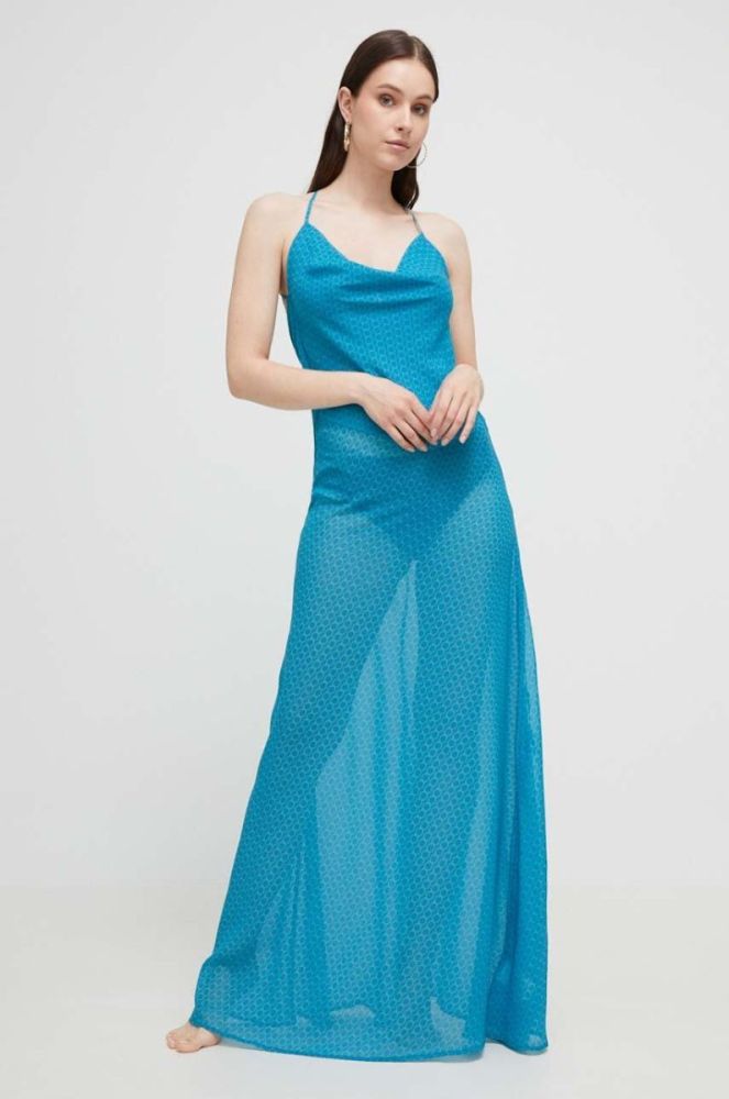 Сукня Trussardi maxi розкльошена колір блакитний фото 3