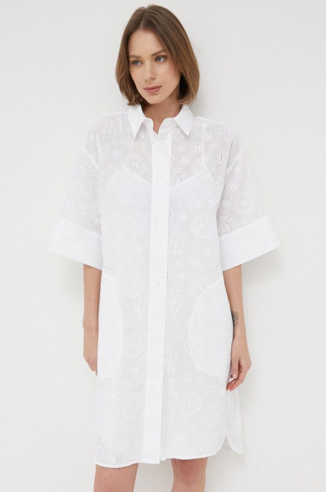 Бавовняна сукня Karl Lagerfeld колір білий mini oversize
