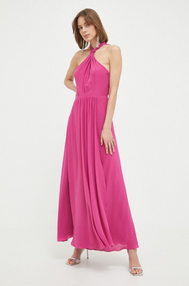 Шовкова сукня Patrizia Pepe колір рожевий maxi розкльошена (3219014)