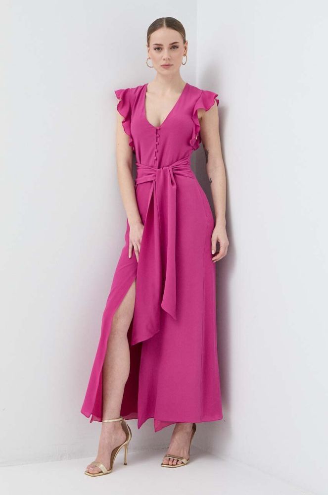 Шовкова сукня Patrizia Pepe колір рожевий maxi розкльошена (3106647)