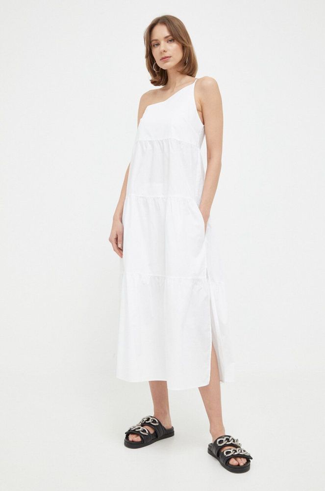 Бавовняна сукня Patrizia Pepe колір білий midi розкльошена (3218325)