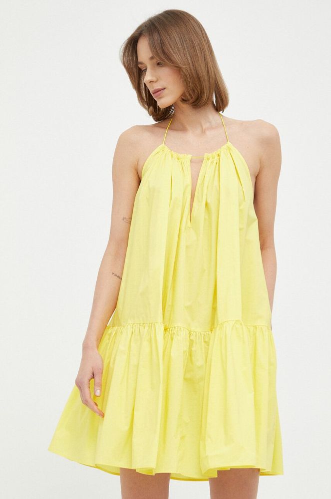 Бавовняна сукня Patrizia Pepe колір жовтий mini розкльошена (3219564)