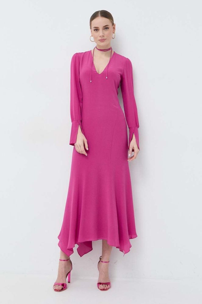 Шовкова сукня Patrizia Pepe колір рожевий maxi пряма