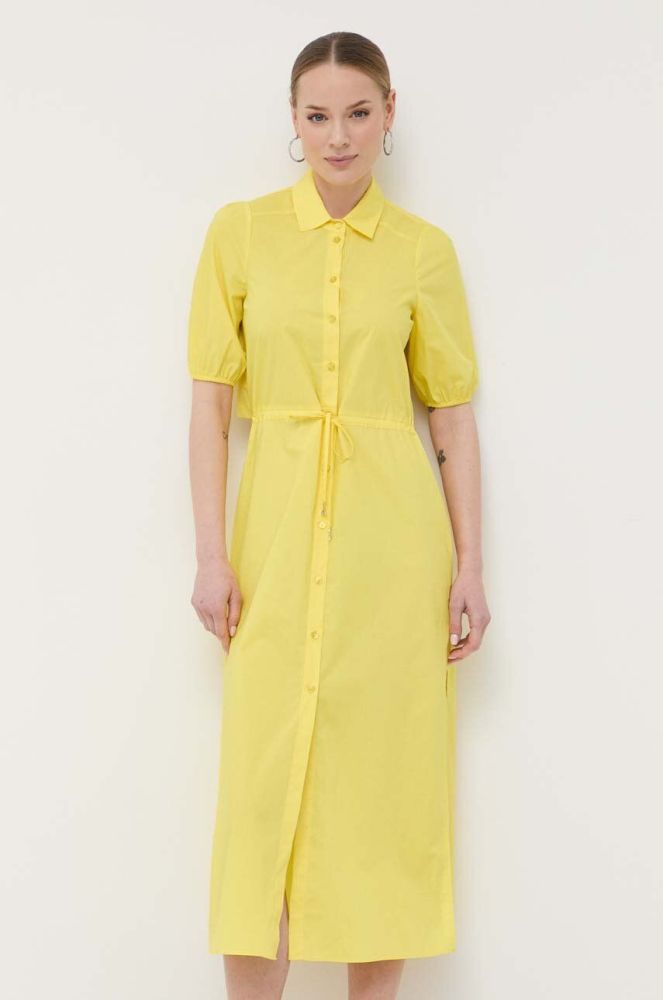 Бавовняна сукня Patrizia Pepe колір жовтий maxi розкльошена
