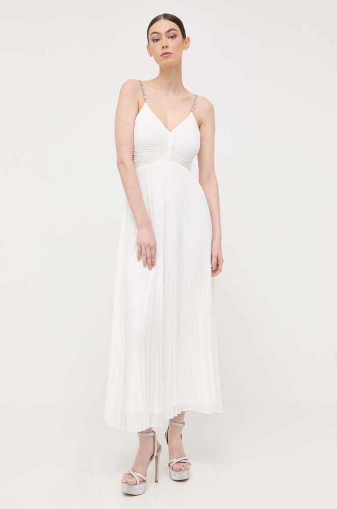 Сукня Morgan колір білий maxi розкльошена