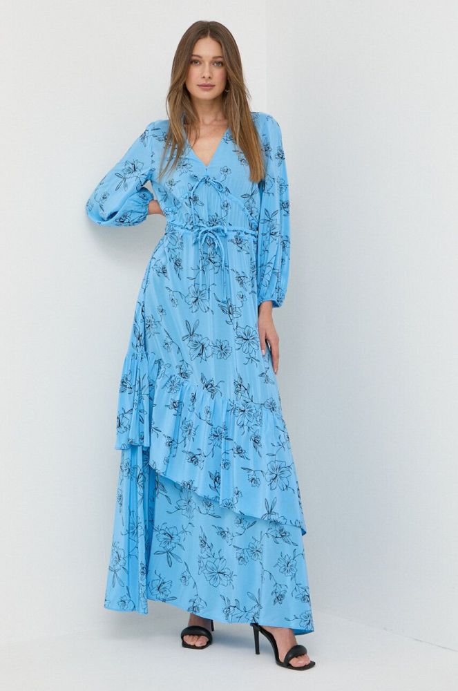 Сукня Ivy Oak maxi розкльошена колір блакитний