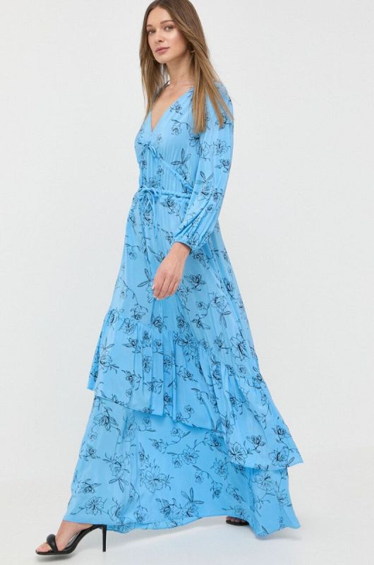 Сукня Ivy Oak maxi розкльошена колір блакитний фото 2