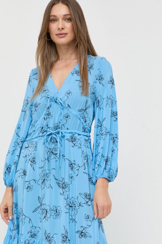 Сукня Ivy Oak maxi розкльошена колір блакитний фото 4