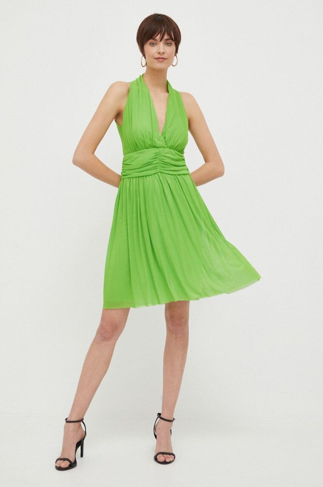 Сукня Artigli колір зелений mini розкльошена (3211424)