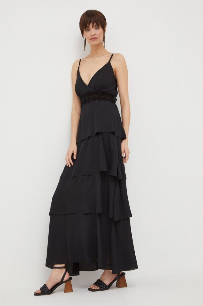 Сукня Artigli колір чорний maxi розкльошена (3207894)