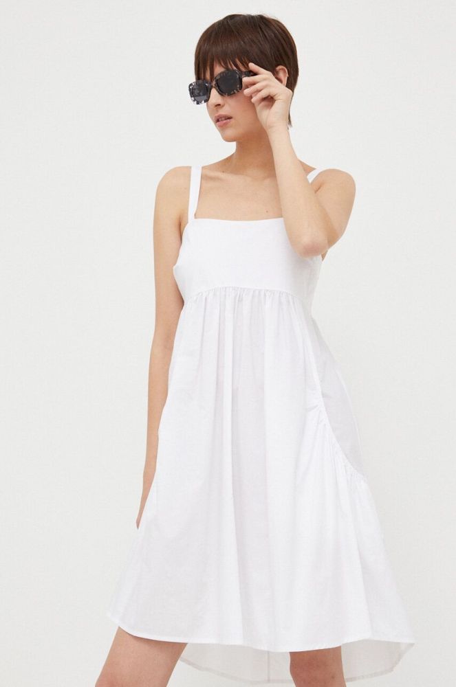 Бавовняна сукня Artigli колір білий mini розкльошена