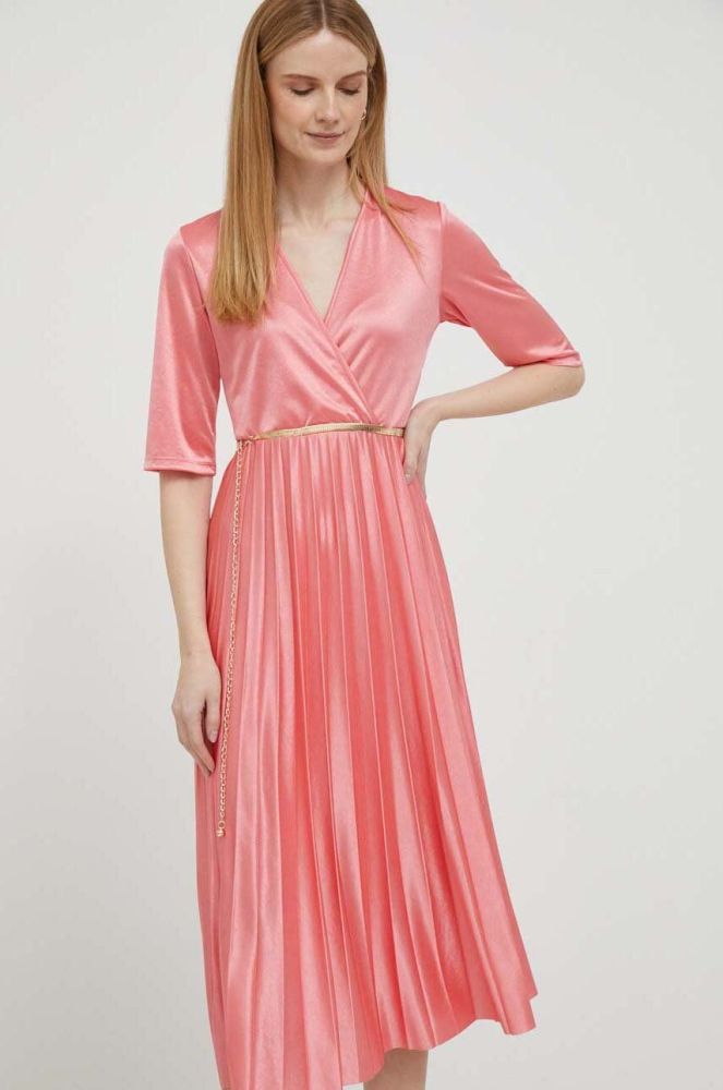 Сукня Artigli колір рожевий midi розкльошена (3251308)