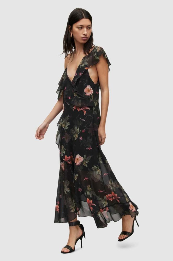 Сукня AllSaints колір чорний maxi пряма