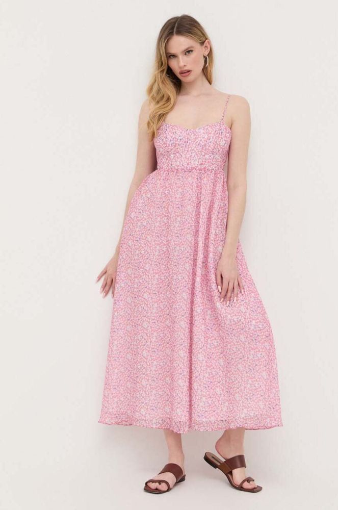 Сукня Bardot колір рожевий maxi розкльошена (3323064)