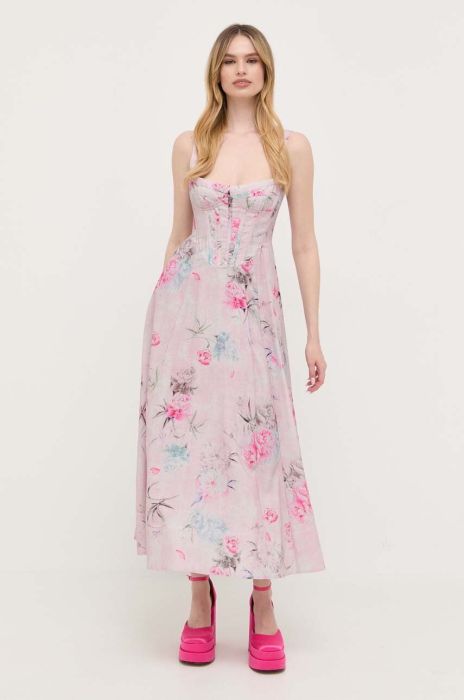 Сукня Bardot maxi розкльошена колір барвистий (3320387)