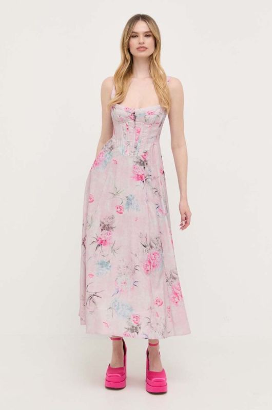 Сукня Bardot maxi розкльошена колір барвистий (3320387)