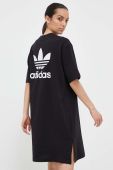 Бавовняна сукня adidas Originals колір чорний midi пряма