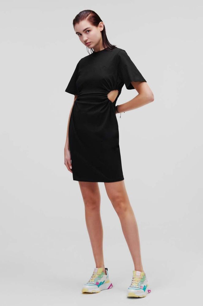 Бавовняна сукня Karl Lagerfeld колір чорний mini облягаюча (3373886)